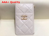 Chanel 19 Phone and Card Holder in Ivory Lambskin AP1182 Replica