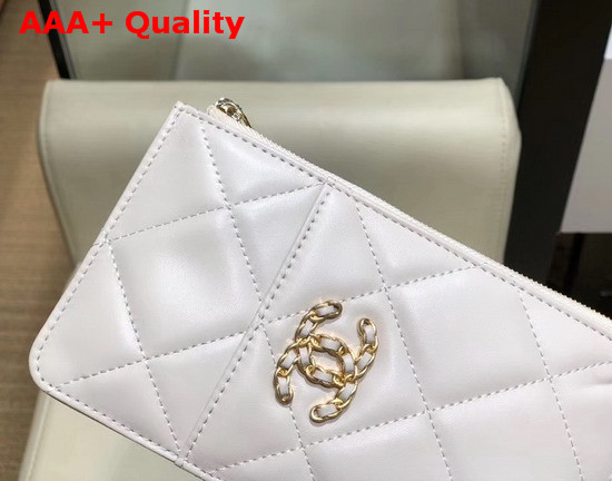 Chanel 19 Phone and Card Holder in Ivory Lambskin AP1182 Replica