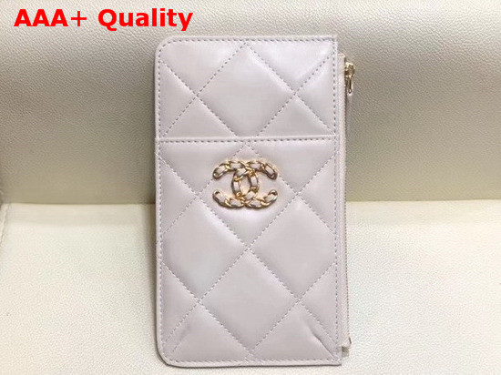 Chanel 19 Phone and Card Holder in Ivory Lambskin AP1182 Replica