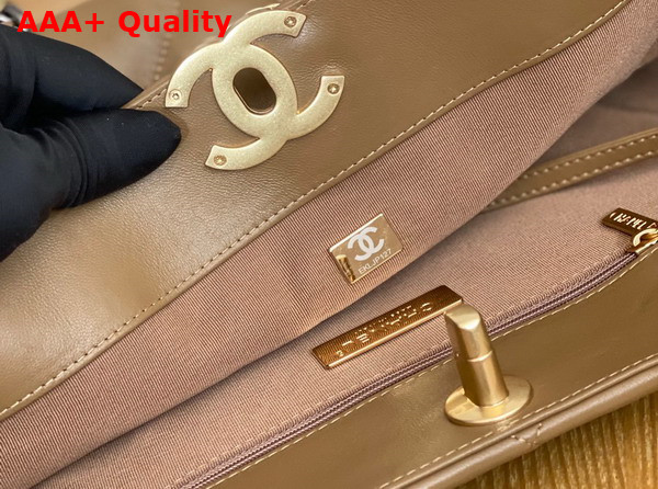 Chanel 19 Shopping Bag Lambskin Gold Tone Silver Tone Ruthenium Finish Metal Beige Ref AS3660 Replica