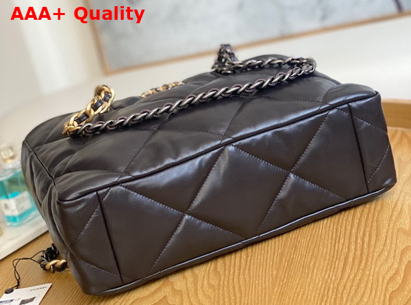 Chanel 19 Shopping Bag Lambskin Gold Tone Silver Tone Ruthenium Finish Metal Dark Brown Ref AS3660 Replica