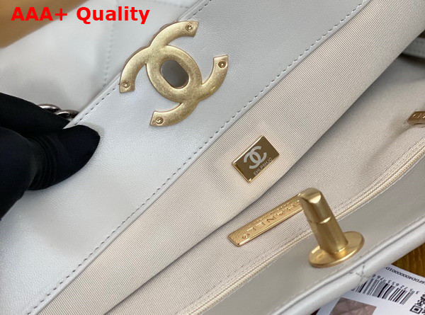 Chanel 19 Shopping Bag Lambskin Gold Tone Silver Tone Ruthenium Finish Metal White Ref AS3660 Replica