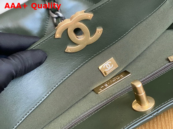 Chanel 19 Shopping Bag in Khaki Lambskin Gold Tone Silver Tone Ruthenium Finish Metal AS3660 Replica