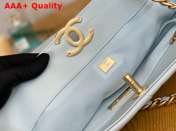 Chanel 19 Shopping Bag in Pale Blue Lambskin Gold Tone Silver Tone Ruthenium Finish Metal AS3660 Replica