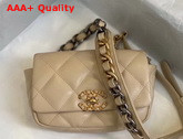 Chanel 19 Waist Bag Lambskin Gold Tone Silver Tone Ruthenium Finish Metal Beige AS1163 Replica