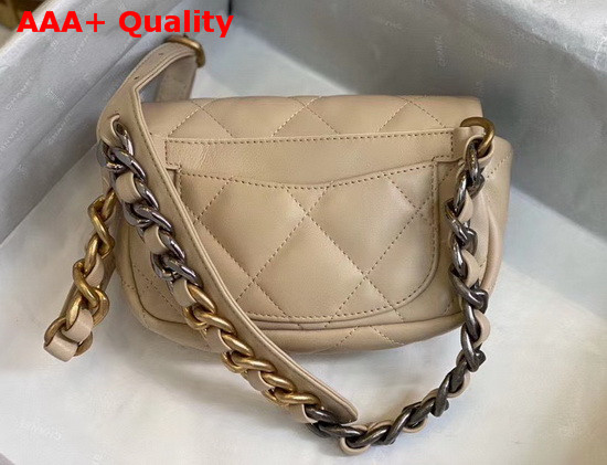 Chanel 19 Waist Bag Lambskin Gold Tone Silver Tone Ruthenium Finish Metal Beige AS1163 Replica