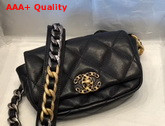 Chanel 19 Waist Bag Lambskin Gold Tone Silver Tone Ruthenium Finish Metal Black AS1163 Replica