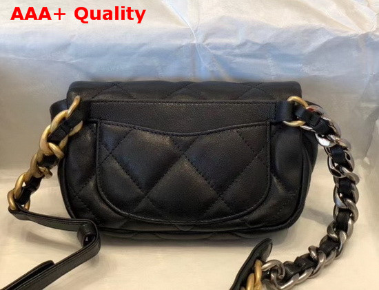 Chanel 19 Waist Bag Lambskin Gold Tone Silver Tone Ruthenium Finish Metal Black AS1163 Replica