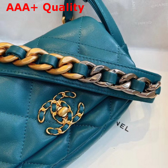 Chanel 19 Waist Bag Lambskin Gold Tone Silver Tone Ruthenium Finish Metal Blue AS1163 Replica