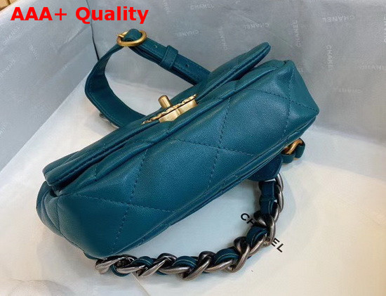 Chanel 19 Waist Bag Lambskin Gold Tone Silver Tone Ruthenium Finish Metal Blue AS1163 Replica