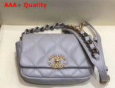 Chanel 19 Waist Bag Lambskin Gold Tone Silver Tone Ruthenium Finish Metal Light Grey AS1163 Replica