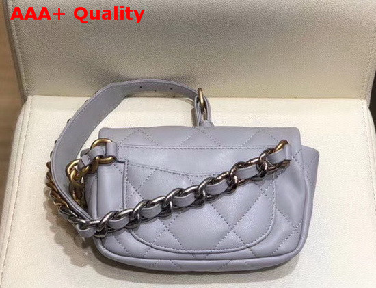 Chanel 19 Waist Bag Lambskin Gold Tone Silver Tone Ruthenium Finish Metal Light Grey AS1163 Replica