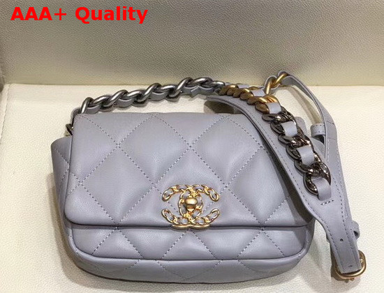 Chanel 19 Waist Bag Lambskin Gold Tone Silver Tone Ruthenium Finish Metal Light Grey AS1163 Replica