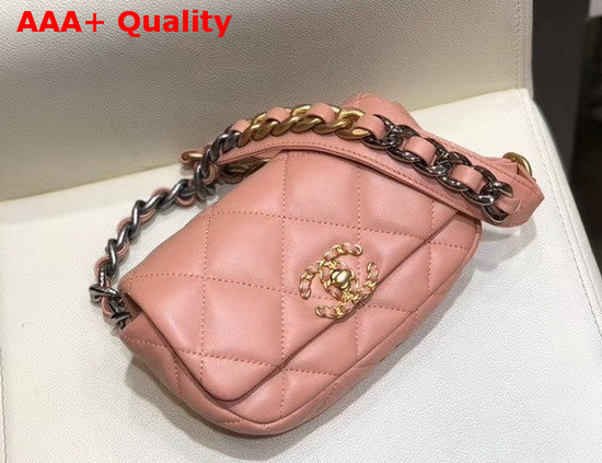 Chanel 19 Waist Bag Lambskin Gold Tone Silver Tone Ruthenium Finish Metal Light Pink AS1163 Replica