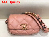 Chanel 19 Waist Bag Lambskin Gold Tone Silver Tone Ruthenium Finish Metal Light Pink AS1163 Replica