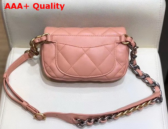 Chanel 19 Waist Bag Lambskin Gold Tone Silver Tone Ruthenium Finish Metal Light Pink AS1163 Replica