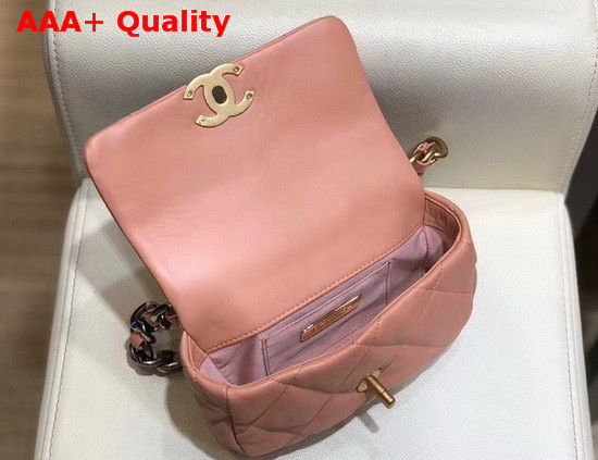 Chanel 19 Waist Bag Lambskin Gold Tone Silver Tone Ruthenium Finish Metal Light Pink AS1163 Replica