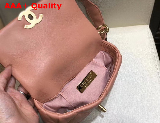 Chanel 19 Waist Bag Lambskin Gold Tone Silver Tone Ruthenium Finish Metal Light Pink AS1163 Replica