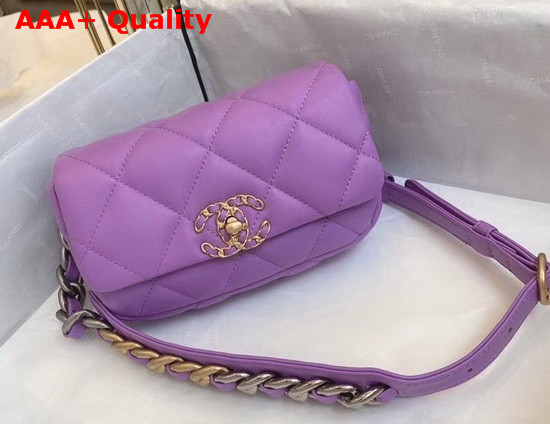 Chanel 19 Waist Bag Lambskin Gold Tone Silver Tone Ruthenium Finish Metal Light Purple AS1163 Replica