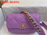 Chanel 19 Waist Bag Lambskin Gold Tone Silver Tone Ruthenium Finish Metal Light Purple AS1163 Replica