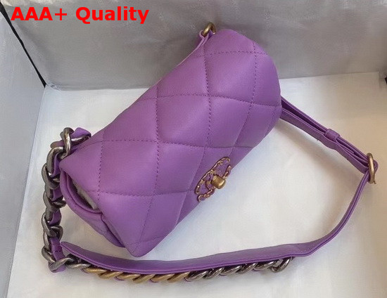 Chanel 19 Waist Bag Lambskin Gold Tone Silver Tone Ruthenium Finish Metal Light Purple AS1163 Replica