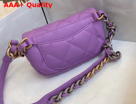 Chanel 19 Waist Bag Lambskin Gold Tone Silver Tone Ruthenium Finish Metal Light Purple AS1163 Replica