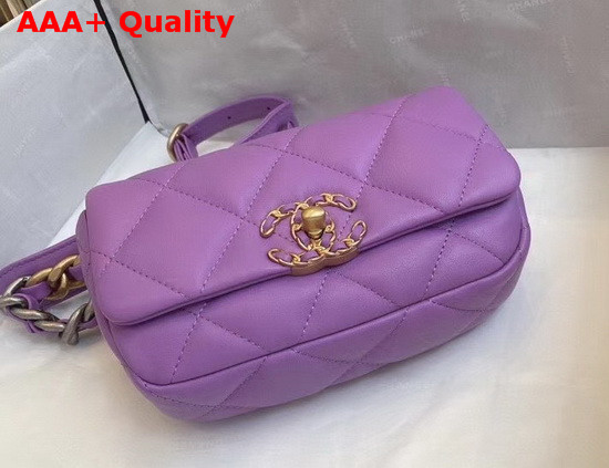 Chanel 19 Waist Bag Lambskin Gold Tone Silver Tone Ruthenium Finish Metal Light Purple AS1163 Replica