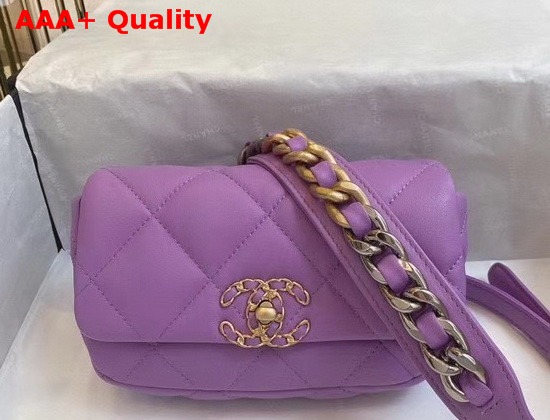 Chanel 19 Waist Bag Lambskin Gold Tone Silver Tone Ruthenium Finish Metal Light Purple AS1163 Replica