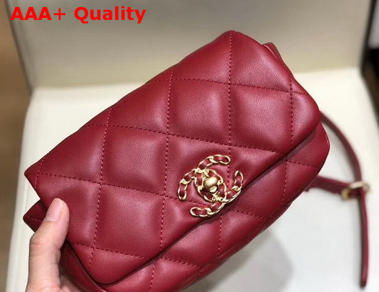 Chanel 19 Waist Bag Lambskin Gold Tone Silver Tone Ruthenium Finish Metal Red AS1163 Replica