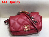 Chanel 19 Waist Bag Lambskin Gold Tone Silver Tone Ruthenium Finish Metal Red AS1163 Replica