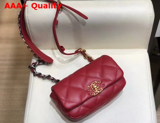 Chanel 19 Waist Bag Lambskin Gold Tone Silver Tone Ruthenium Finish Metal Red AS1163 Replica