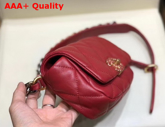 Chanel 19 Waist Bag Lambskin Gold Tone Silver Tone Ruthenium Finish Metal Red AS1163 Replica