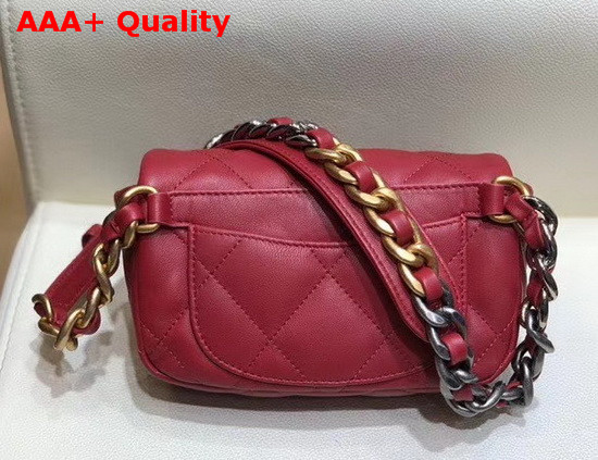 Chanel 19 Waist Bag Lambskin Gold Tone Silver Tone Ruthenium Finish Metal Red AS1163 Replica