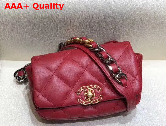 Chanel 19 Waist Bag Lambskin Gold Tone Silver Tone Ruthenium Finish Metal Red AS1163 Replica