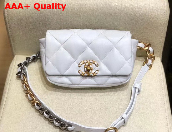 Chanel 19 Waist Bag Lambskin Gold Tone Silver Tone Ruthenium Finish Metal White AS1163 Replica