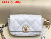 Chanel 19 Waist Bag Lambskin Gold Tone Silver Tone Ruthenium Finish Metal White AS1163 Replica