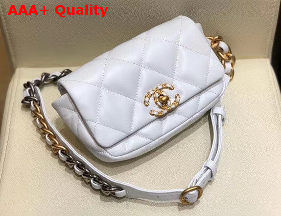 Chanel 19 Waist Bag Lambskin Gold Tone Silver Tone Ruthenium Finish Metal White AS1163 Replica