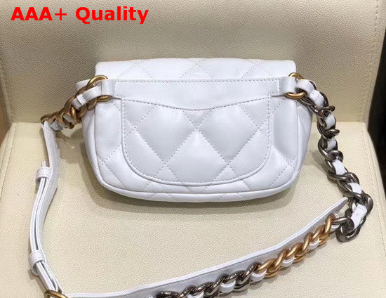 Chanel 19 Waist Bag Lambskin Gold Tone Silver Tone Ruthenium Finish Metal White AS1163 Replica