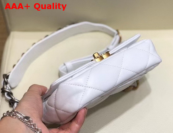 Chanel 19 Waist Bag Lambskin Gold Tone Silver Tone Ruthenium Finish Metal White AS1163 Replica