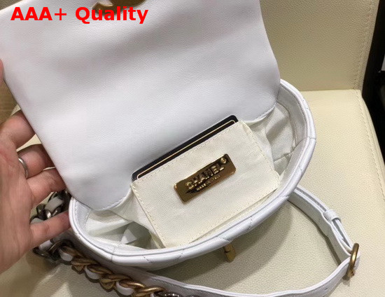 Chanel 19 Waist Bag Lambskin Gold Tone Silver Tone Ruthenium Finish Metal White AS1163 Replica