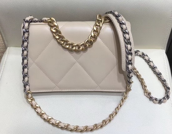 Chanel 19 Wallet On Chain Beige Goatskin Gold Tone Silver Tone and Ruthenium Finish Metal AP0957