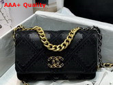 Chanel 19 Wallet On Chain Calfskin Crochet Gold Tone Silver Tone and Ruthenium Finish Metal Black AP0957 Replica