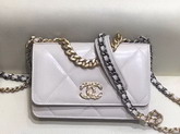 Chanel 19 Wallet On Chain Ivory Goatskin Gold Tone Silver Tone and Ruthenium Finish Metal AP0957