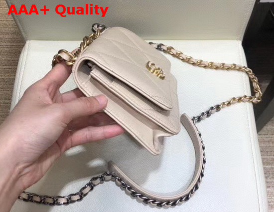 Chanel 19 Wallet On Chain Lambskin Gold Tone Silver Tone and Ruthenium Finish Metal Beige AP0957 Replica