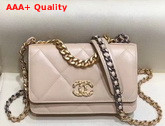 Chanel 19 Wallet On Chain Lambskin Gold Tone Silver Tone and Ruthenium Finish Metal Beige AP0957 Replica