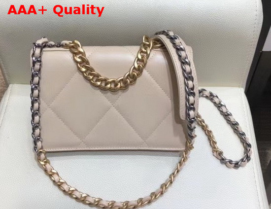 Chanel 19 Wallet On Chain Lambskin Gold Tone Silver Tone and Ruthenium Finish Metal Beige AP0957 Replica