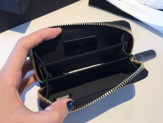 Chanel 19 Zipped Coin Purse in Black Lambskin AP0949