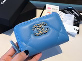 Chanel 19 Zipped Coin Purse in Blue Lambskin AP0949