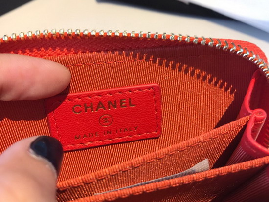 Chanel 19 Zipped Coin Purse in Bright Red Lambskin AP0949