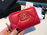 Chanel 19 Zipped Coin Purse in Red Lambskin AP0949